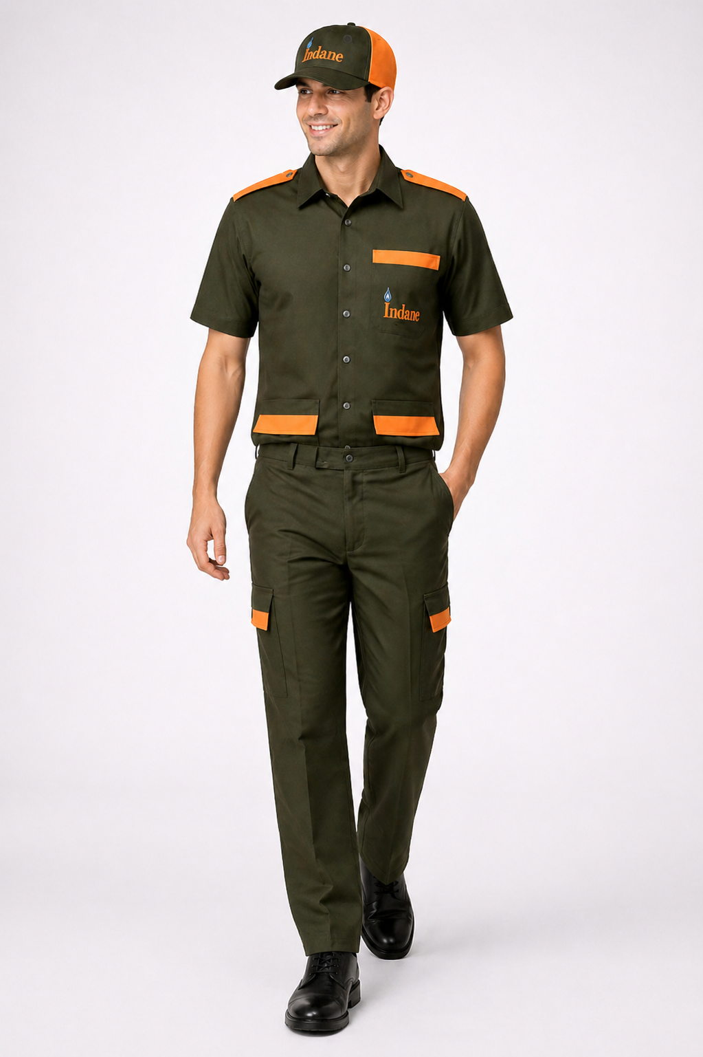 Indane Gas Delivery Staff Uniform - Shirt Pant & Cap Combo