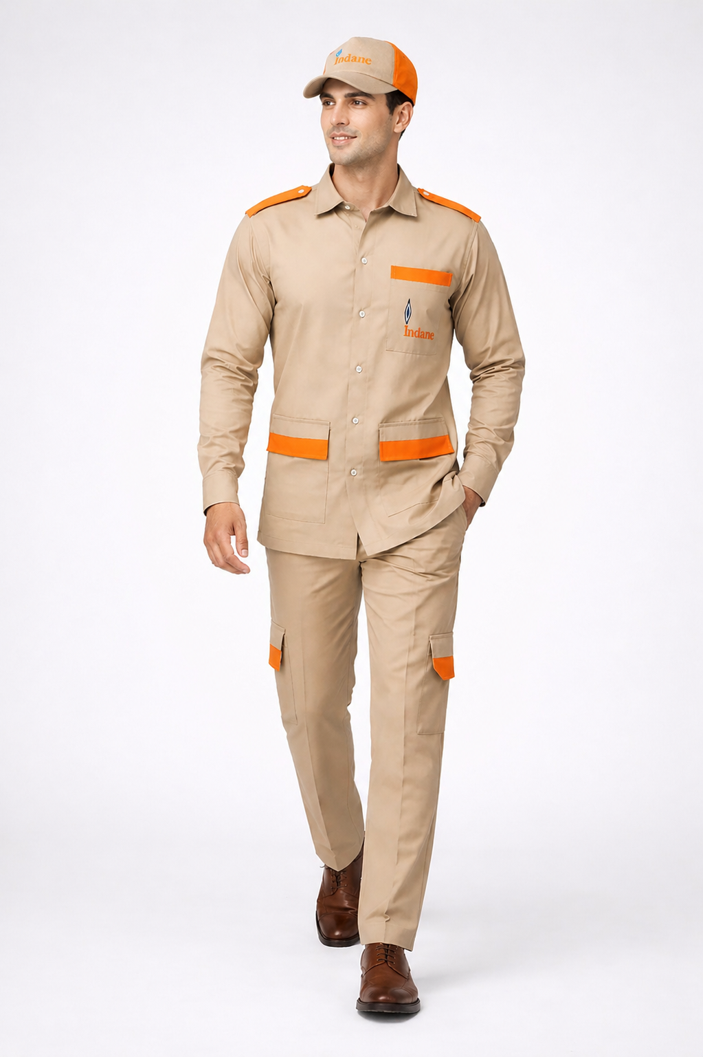 Indane Gas Delivery Staff Uniform - Shirt Pant & Cap Combo